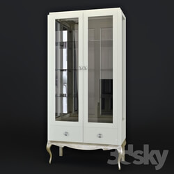 Wardrobe _ Display cabinets - OM Showcase on curved legs FratelliBarri VENEZIA in finishing mother-of-pearl cream varnish_ silver leaf_ varnished champagne_ FB.DC.VZ.6 