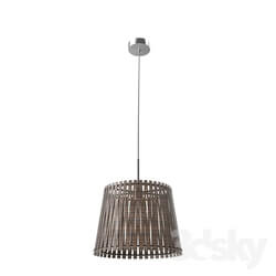 Ceiling light - 96198 Suspension SENDERO_ 1х60W _E27__ Ø380_ steel_ nickel mat _ wood_ dark brown 