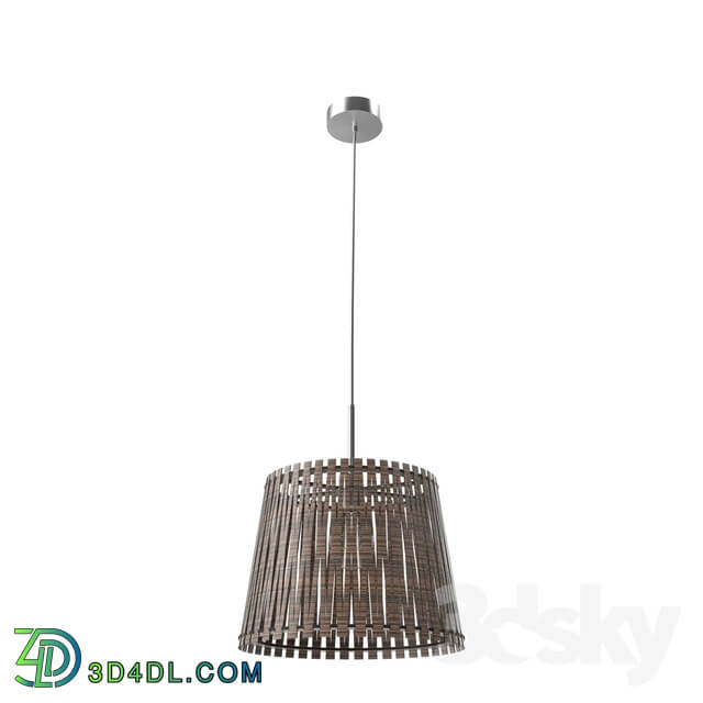 Ceiling light - 96198 Suspension SENDERO_ 1х60W _E27__ Ø380_ steel_ nickel mat _ wood_ dark brown