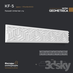 Decorative plaster - Gypsum cornice - KF-5. Dimensions - 18x170x1000. Exclusive series of decor _Geometrica_. 