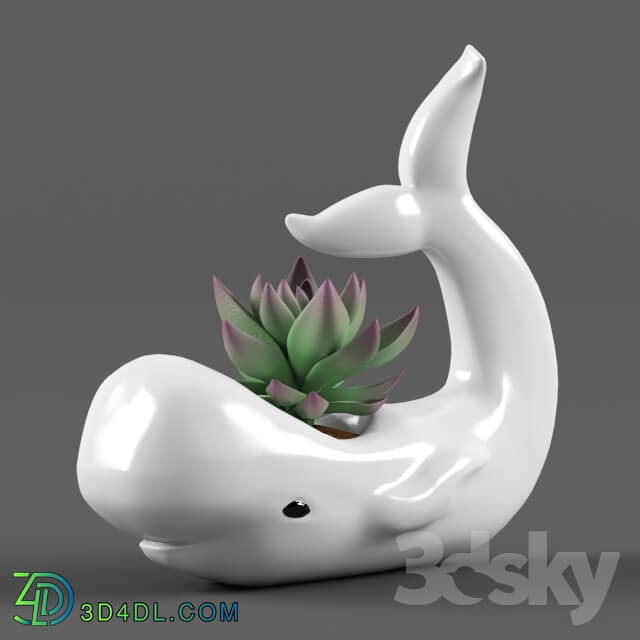 Other decorative objects - Ceramic pot with flower _quot_Kit_quot_