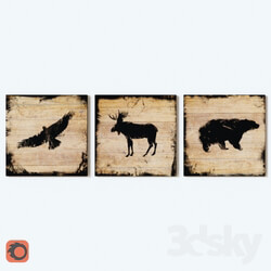 Frame - Panel with animals - eagle_ elk_ bear 