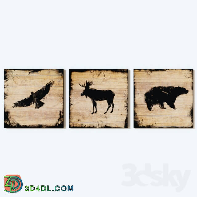 Frame - Panel with animals - eagle_ elk_ bear