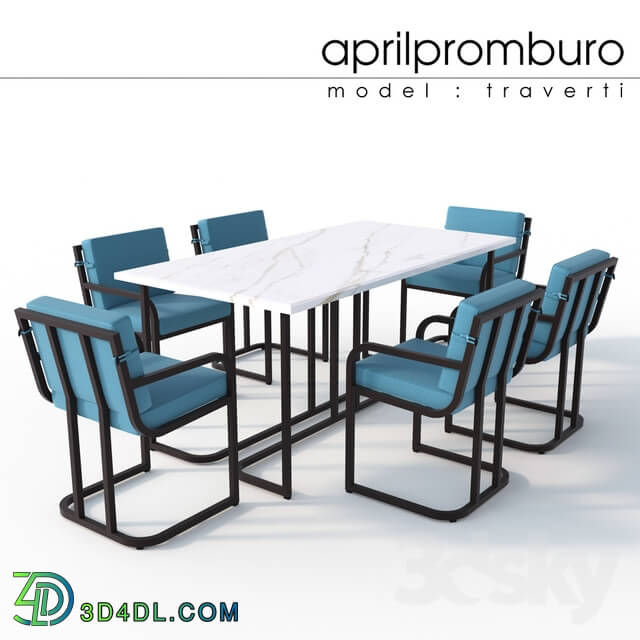 Table _ Chair - _OM_ Aprilpromburo Traverti dining set