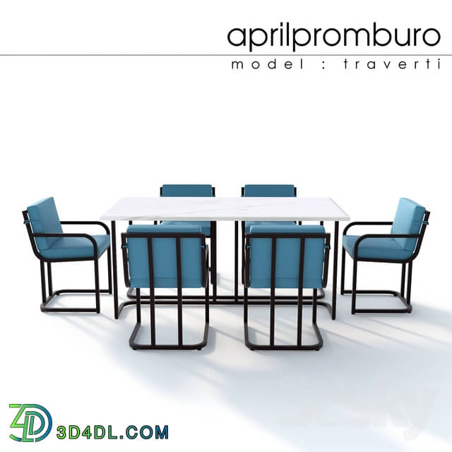 Table _ Chair - _OM_ Aprilpromburo Traverti dining set