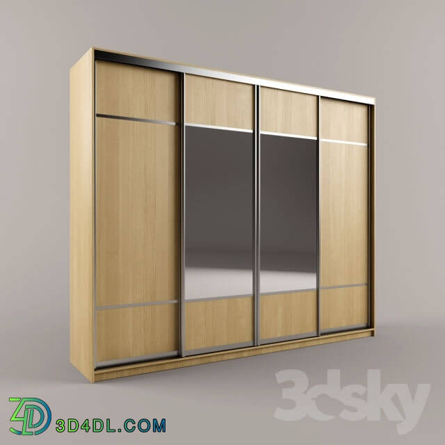 Wardrobe _ Display cabinets - Four wardrobe of particleboard with a mirror.