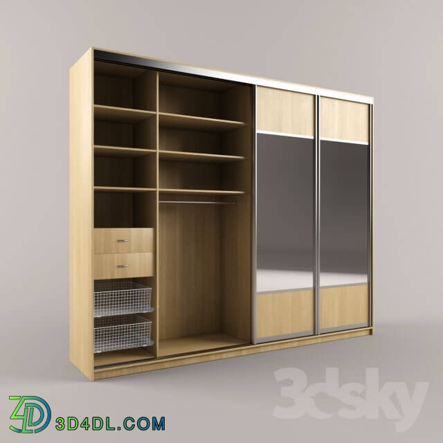 Wardrobe _ Display cabinets - Four wardrobe of particleboard with a mirror.
