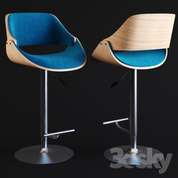 Chair - Corvus Ogden Contemporary Teal Blue Velvet Adjustable Swivel Bar Stool 