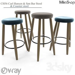 Chair - CH56 Carl Hansen _ Søn Bar Stool _ counter stool 