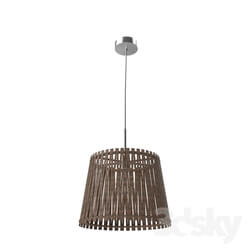 Ceiling light - 96197 Suspension SENDERO_ 1х60W _E27__ Ø300_ steel_ nickel mat _ wood_ dark brown 