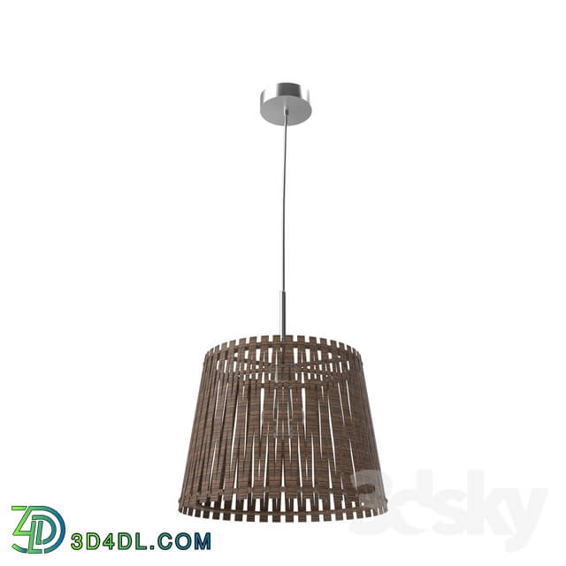 Ceiling light - 96197 Suspension SENDERO_ 1х60W _E27__ Ø300_ steel_ nickel mat _ wood_ dark brown