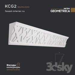 Decorative plaster - Gypsum cornice - KCG2. Dimensions _90x170x1000_. Exclusive series of decor _Geometrica_. 
