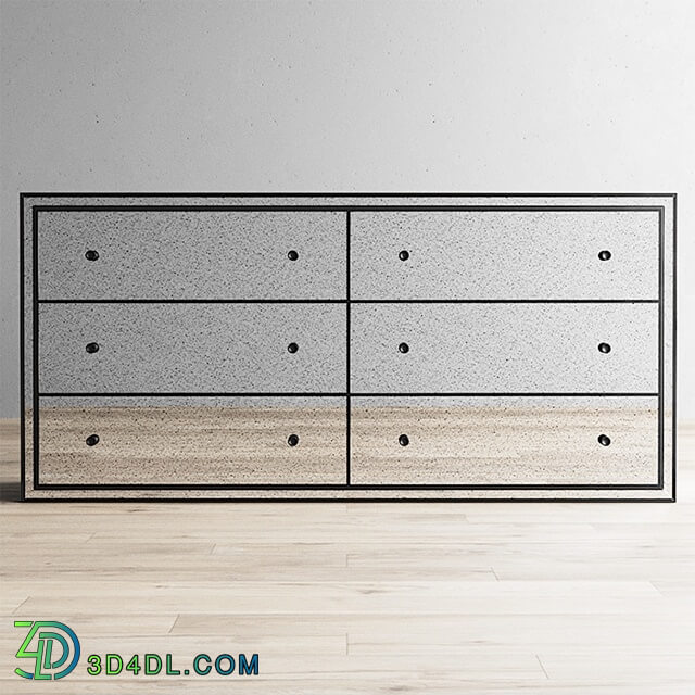 Sideboard _ Chest of drawer - RH STRAND MIRRORED 6-DRAWER LOW WIDE DRESSER