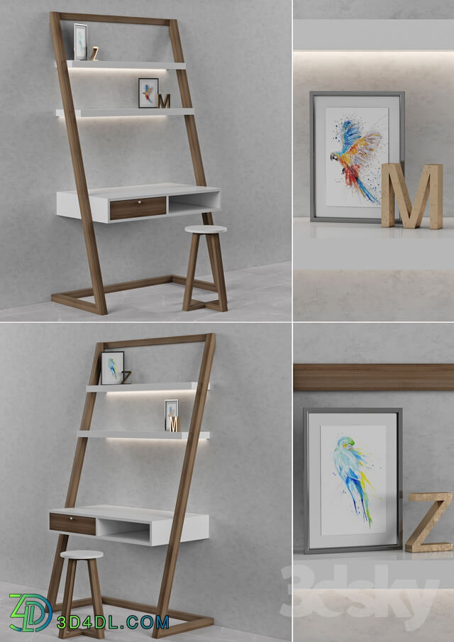 Table _ Chair - wooden art desk