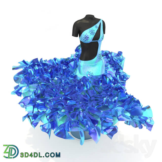 Clothes and shoes - Dance dress with frills and rhinestones