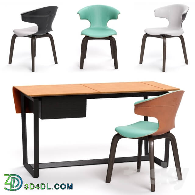 Table _ Chair - Poltrona Frau Montera Armchair and Fred desk