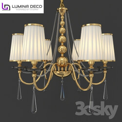Ceiling light - OM Suspended Chandelier Lumina Deco Fabione W6 gold LDP 1200-6-FGD 