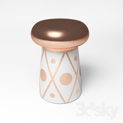 Table - Dots White _ Gold Accent Table 