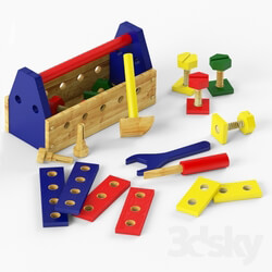 Toy - Children set of wooden tools 