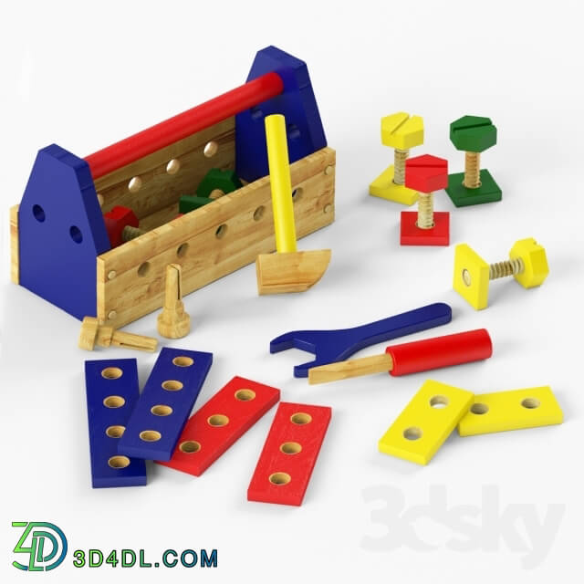 Toy - Children set of wooden tools