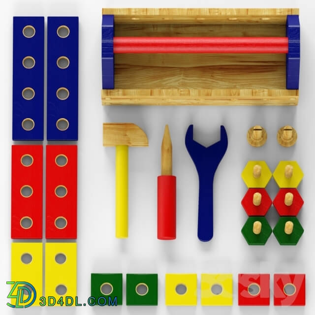 Toy - Children set of wooden tools