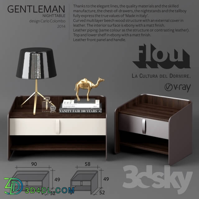 Sideboard Chest of drawer Flou Gentleman Nightstand