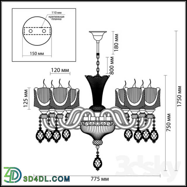 Ceiling light - Chandelier ODEON LIGHT 4002_8 CORSA