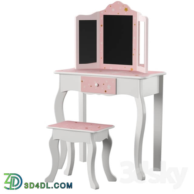 Table _ Chair - Fashion Prints Star Dressing Table Set with Mirror
