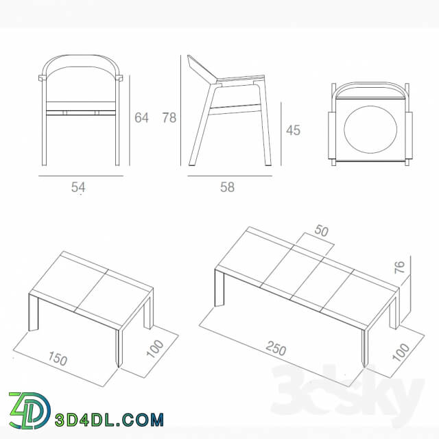 Table _ Chair - Bauline Perspectiva Diade