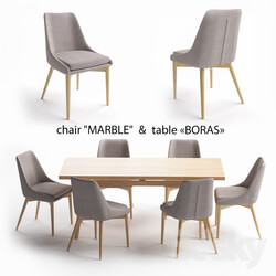 Table _ Chair - Table set_ Boras table_ Marble chair 