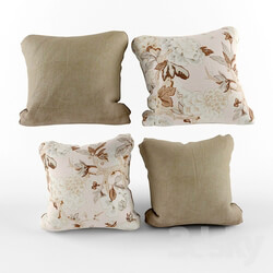 Pillows - pillow set beige flowers 