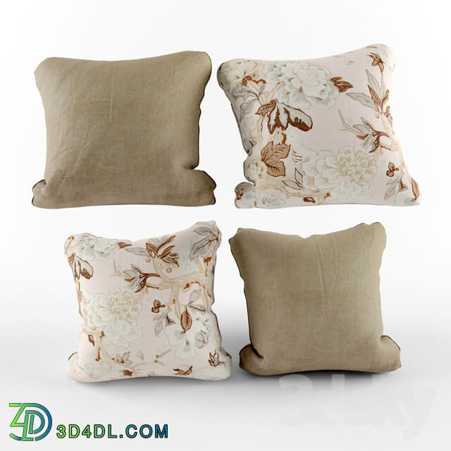 Pillows - pillow set beige flowers