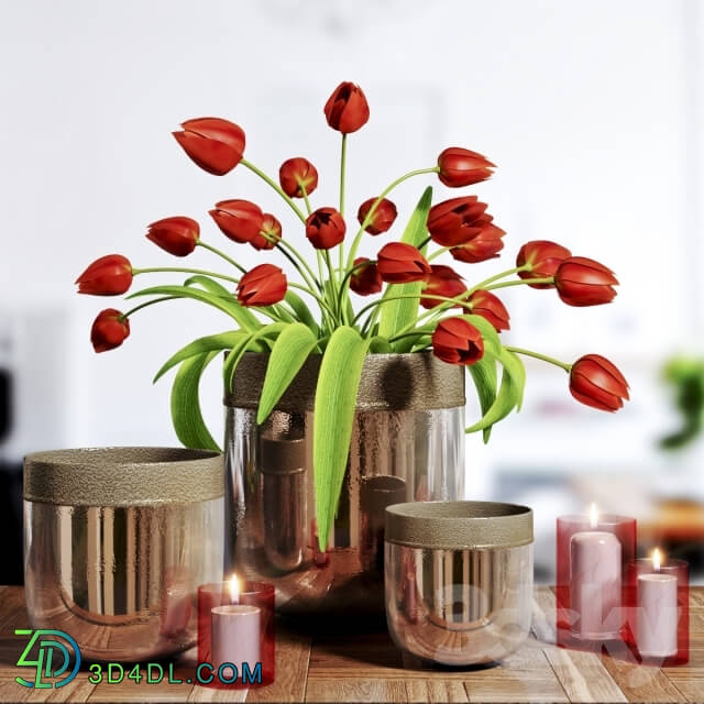 Decorative set - Flower Vase and candle