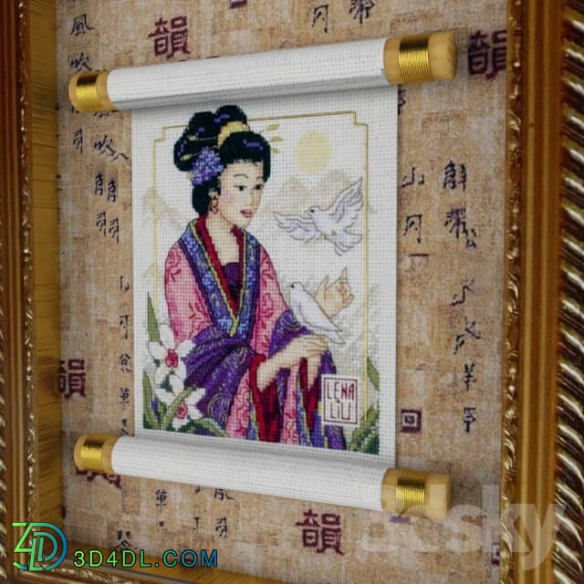 Frame - Embroidery on the scroll _quot_Asia_quot_