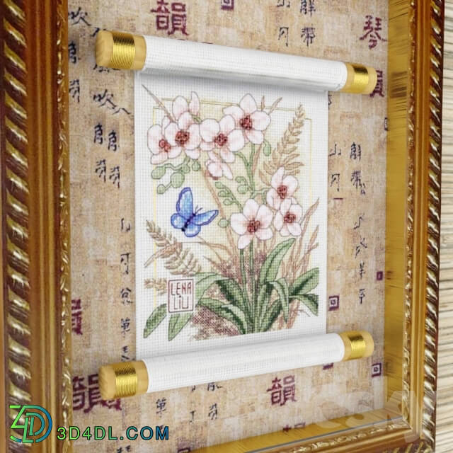 Frame - Embroidery on the scroll _quot_Asia_quot_