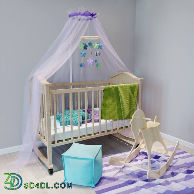 Bed - Baby cot with a canopy and Mobile