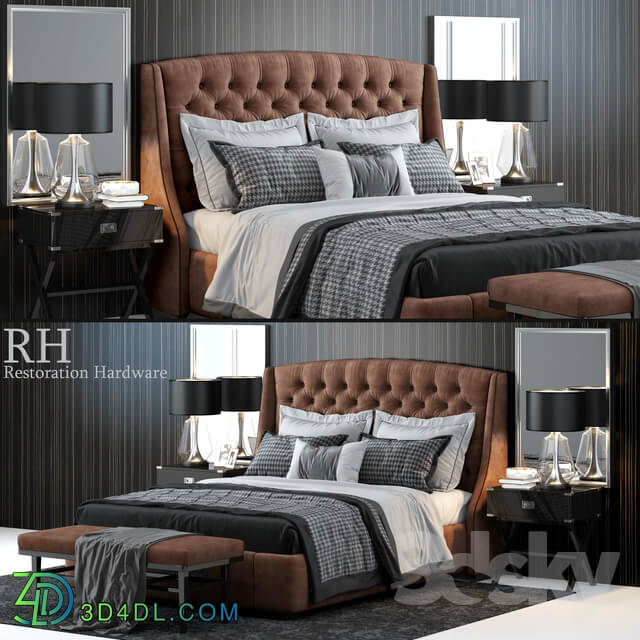 Bed - Restoration Hardware Warner Tufted Bed