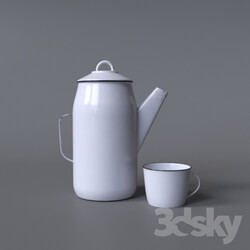 Tableware - Metal Teapot and Mug 