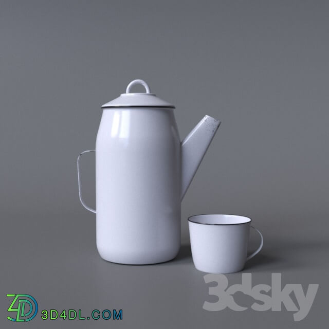 Tableware - Metal Teapot and Mug