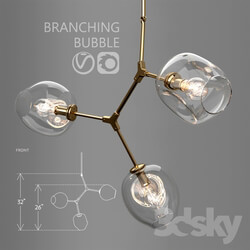 Ceiling light - Branching bubble 3 lamps by Lindsey Adelman _2_ CLEAR _ GOLD 