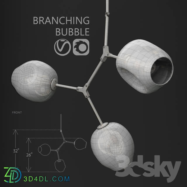 Ceiling light - Branching bubble 3 lamps by Lindsey Adelman _2_ CLEAR _ GOLD