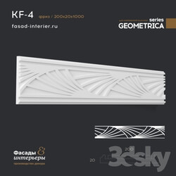 Decorative plaster - Gypsum frieze - KF-4. Dimensions _200x20x1000_. Exclusive series of decor _Geometrica_. 