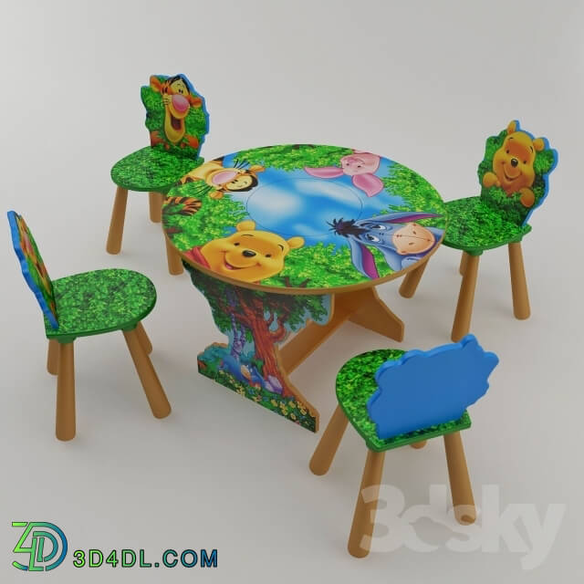 Table _ Chair - DISNEY set of table and chairs of WINNIE in the forest