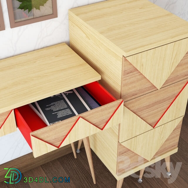 Sideboard _ Chest of drawer - Chest _quot_SLIM WOO_quot_ and the console _quot_Woo Desk_quot_