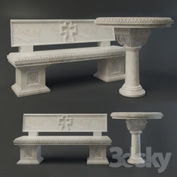 Other architectural elements - Benches and marble table 