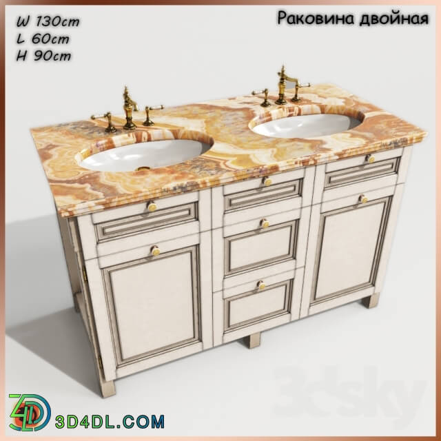 Bathroom furniture - Double sink with a pedestal