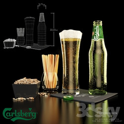 Food and drinks - Carlsberg Beer_ peanuts and cracker 