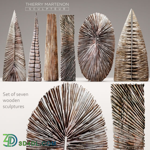 Decorative set - A set of wooden sculptures Thierry Martenon