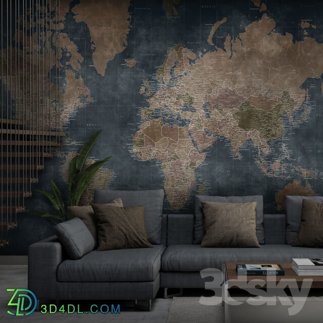 Wall covering - Factura _ WORLD MAP DARK