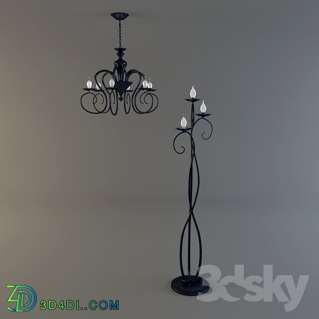 Ceiling light - Chandelier and floor lamp Lampadario Piantana